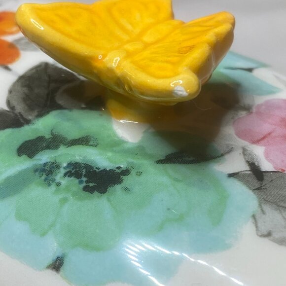Pioneer Woman Floral Butterfly Butter Dish Red Base Retired OS - Picture 11 of 12